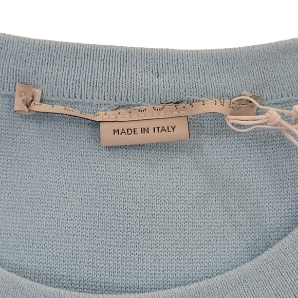 Stella McCartney Knit Short Sleeve Shirt Top Size EU 34 Blue High Low NWT NEW - Picture 11 of 15